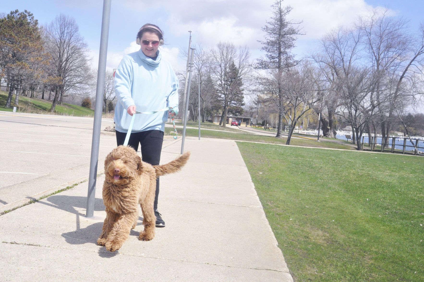 Walking the dog in Williams Bay